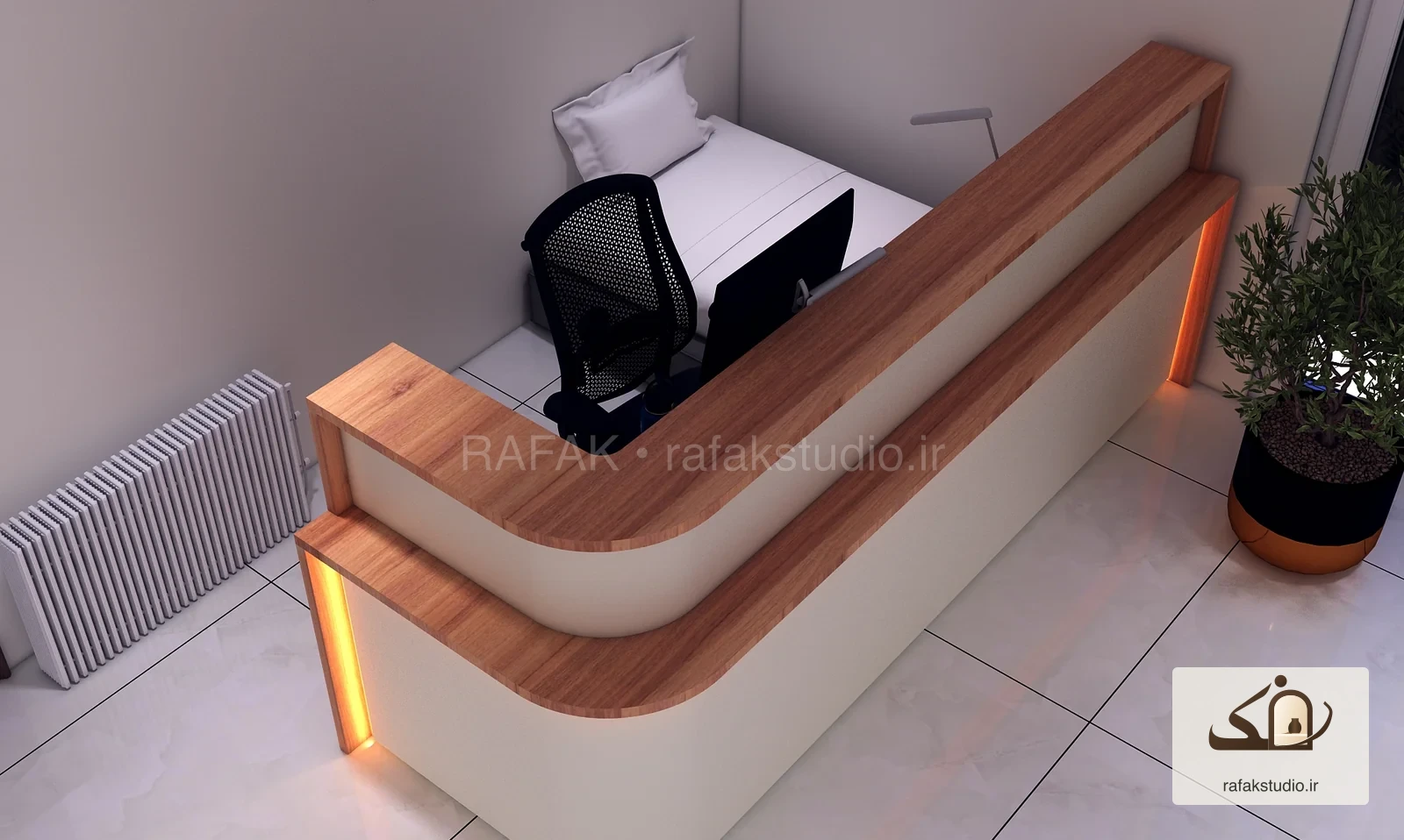 Reception desk in Tehran — Design render 2